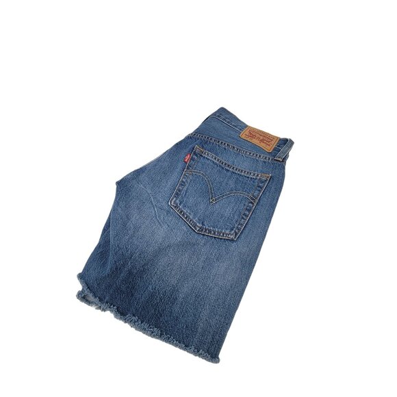 Levi's 501 Button fly‎ Cut Off Denim Shorts Size 5/6 Blue 29" Waist - Picture 1 of 7